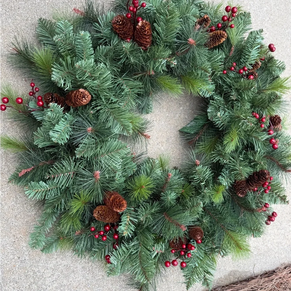Festive Green and Red Holiday Wreath - NWT